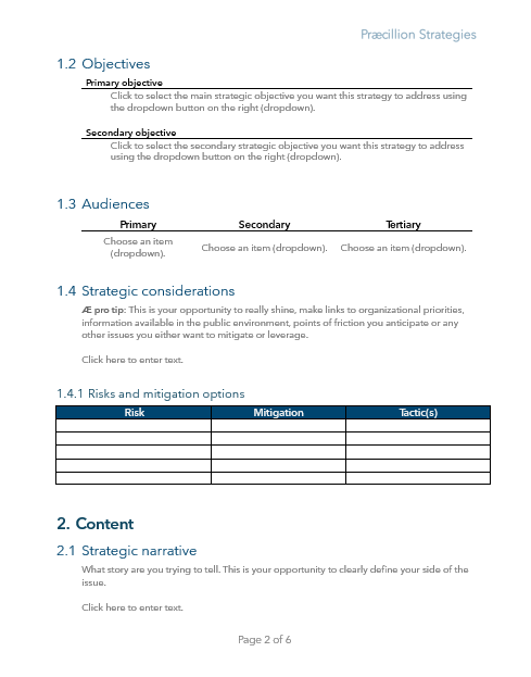 Basic communication strategy fillable template