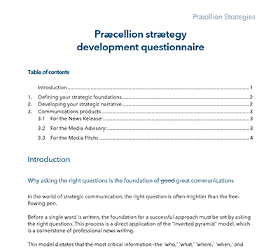 Præcellion strætegy development questionnaire