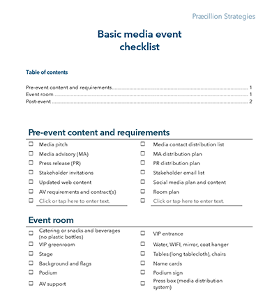 Basic media event checklist
